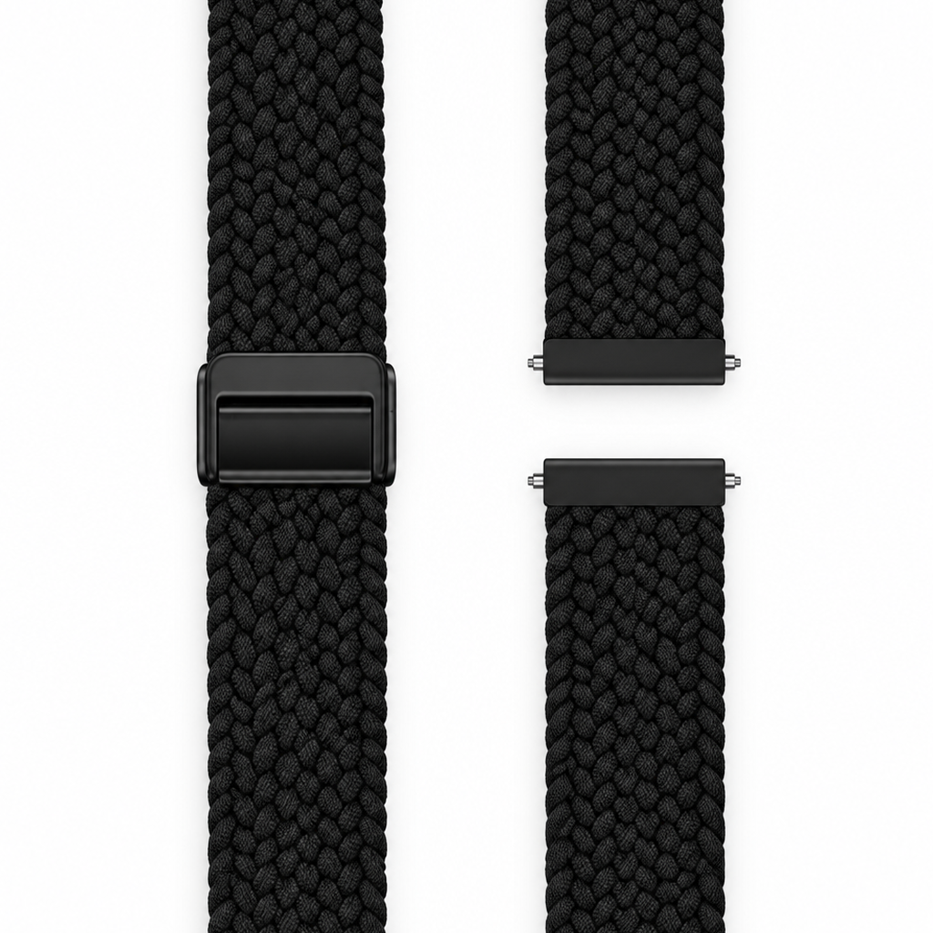 LunaPro Armband geflochten Schwarz, Detailansicht mit Magnetverschluss