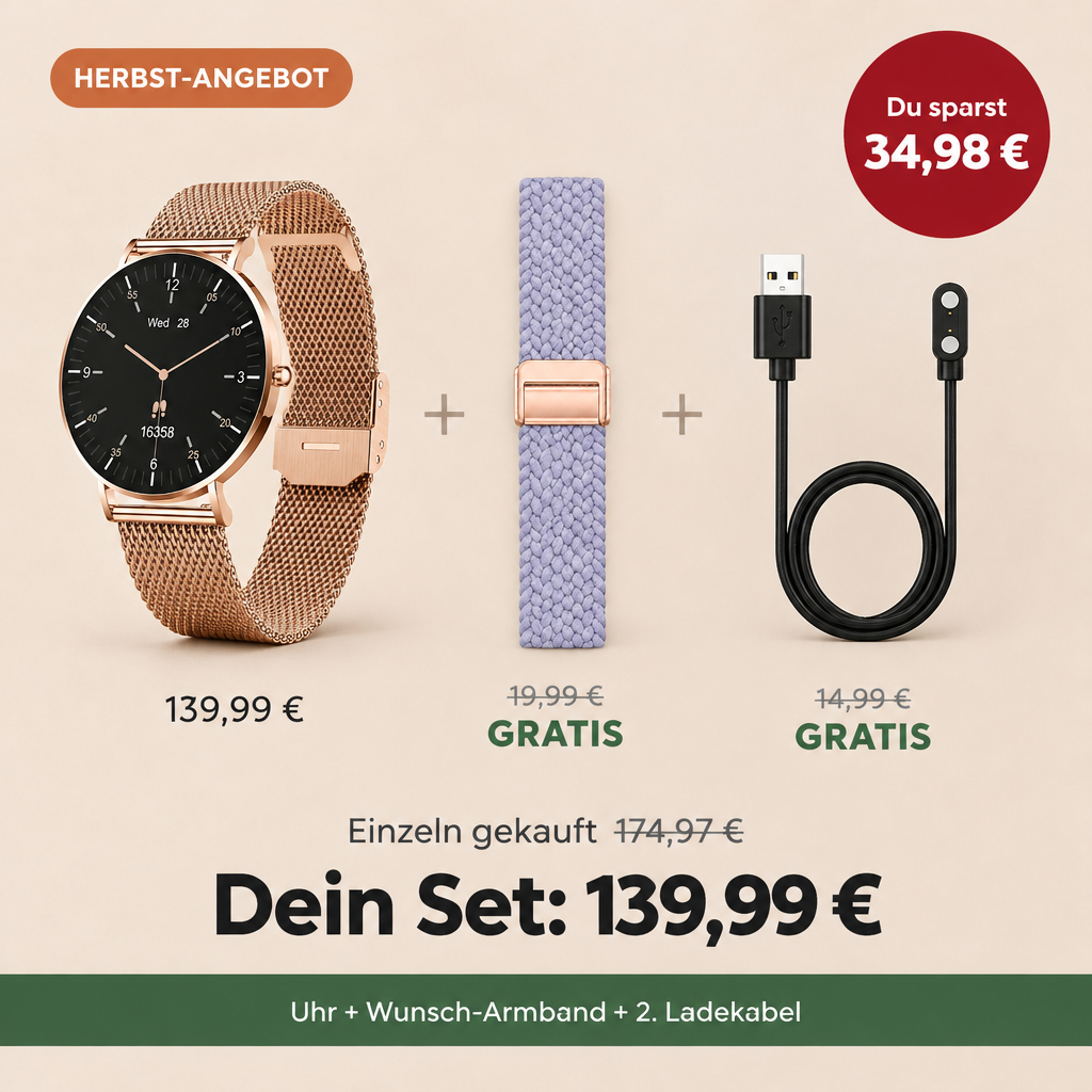 LunaPro Herbst-Angebot: Uhr + Wunsch-Armband + 2. Ladekabel für 139,99 €