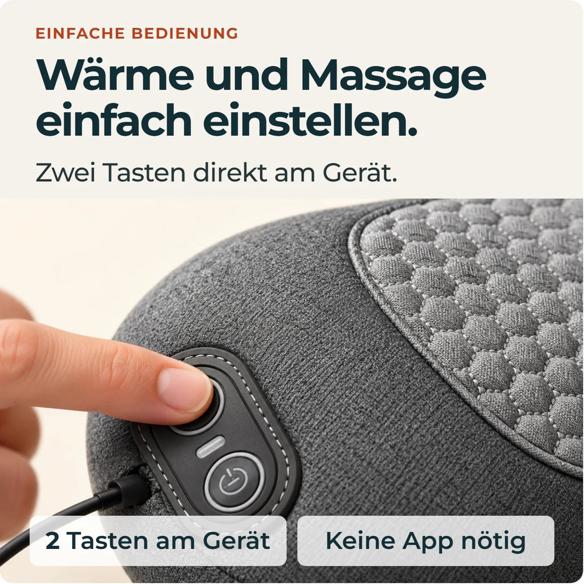 Finger an den zwei Tasten am Gerät. Keine App nötig.