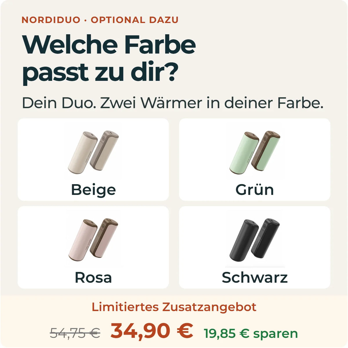 NordiDuo in Beige, Grün, Rosa und Schwarz.