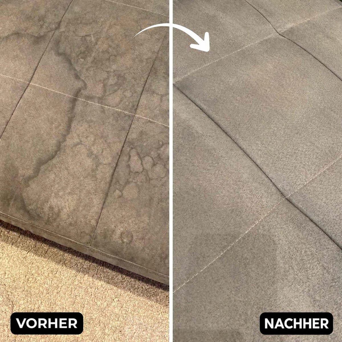 Sofapolster vorher und nachher (Beispielbild)
