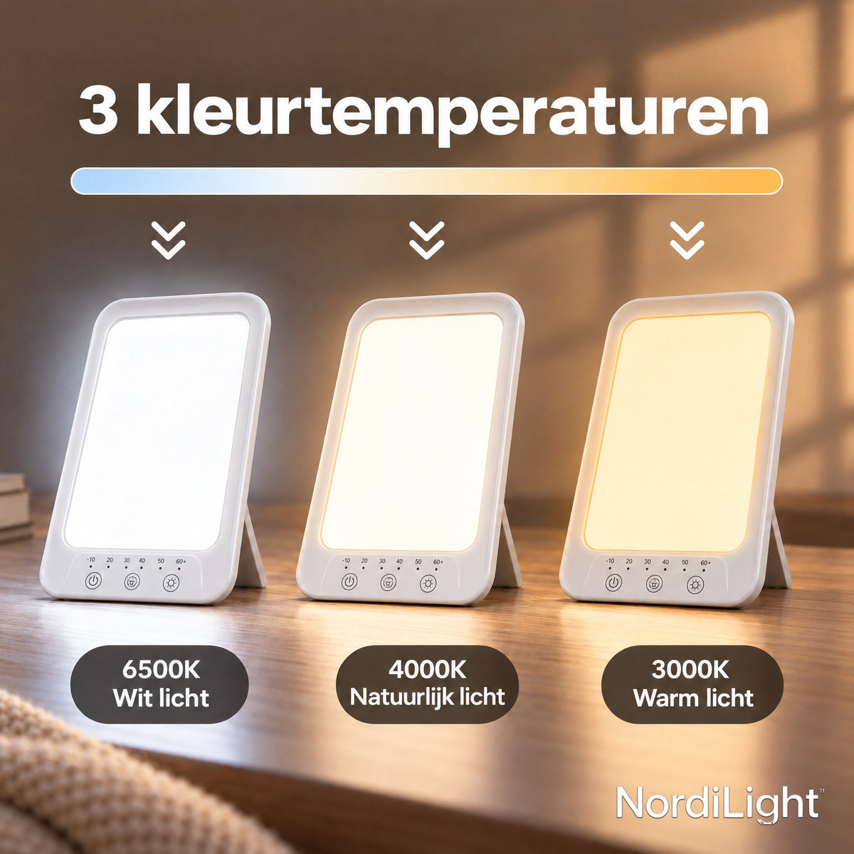 NordiLight daglichtlamp – 3 kleurtemperaturen