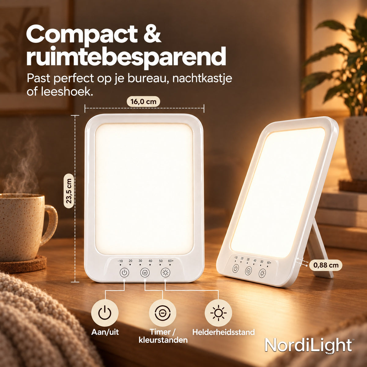 NordiLight daglichtlamp – Compact & ruimtebesparend