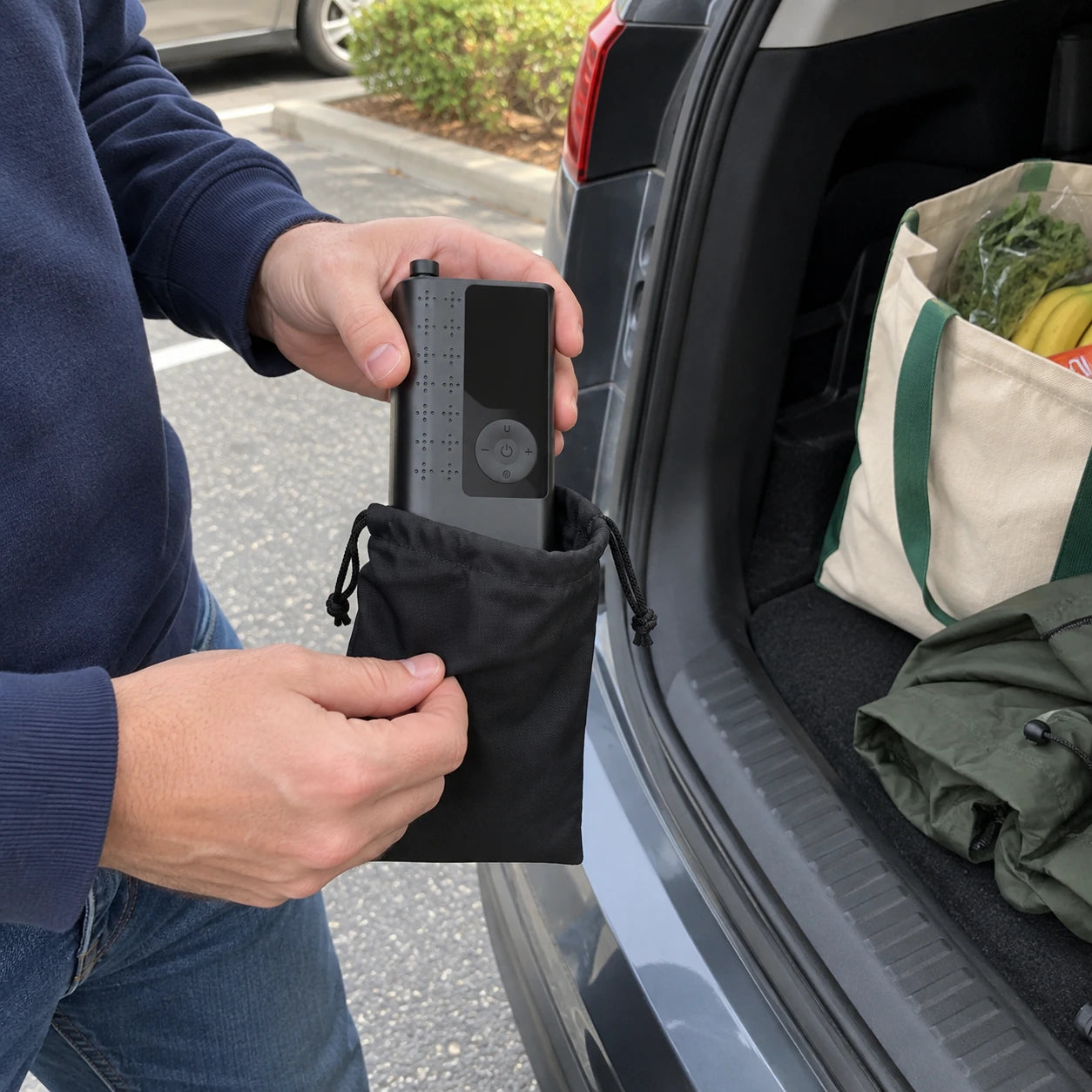 AirRove rangé dans sa pochette avant de prendre la route